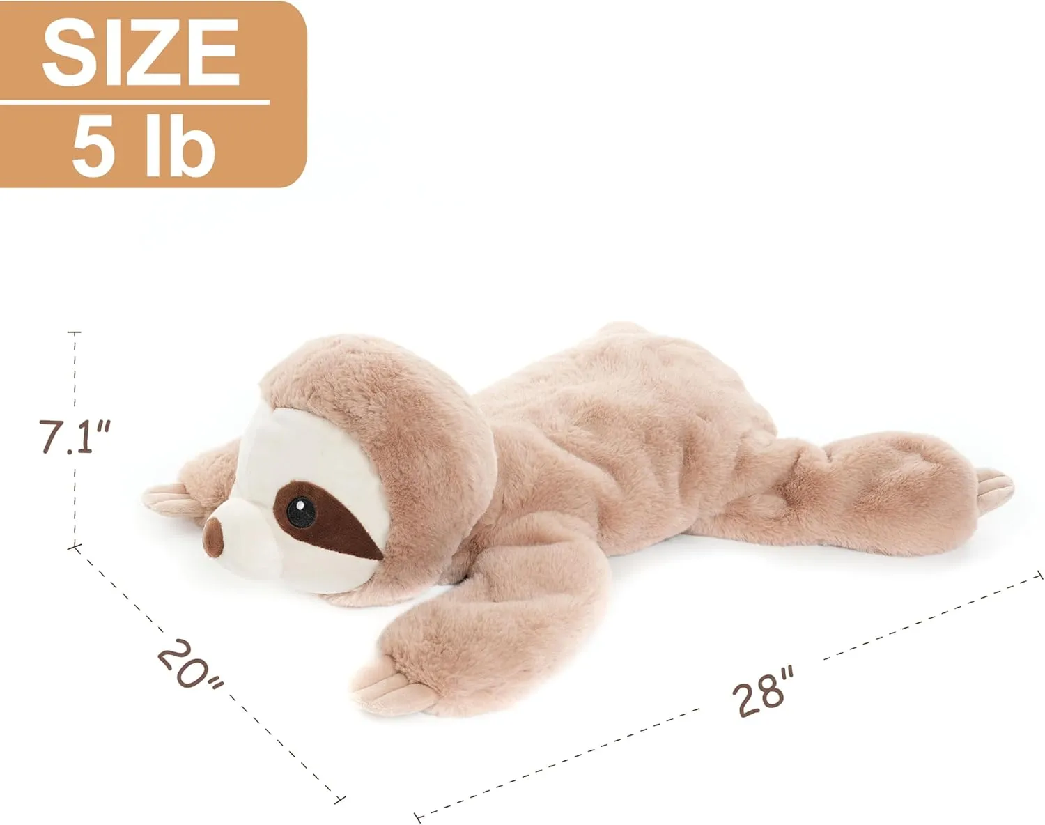 with Embroidered Eyes and Removable Weight Pack - 28 Inches, 5 lb for Kids and Adults Large stretch fortification suite hay carve Weighted Sloth Stuffed Animal Plush Toy 