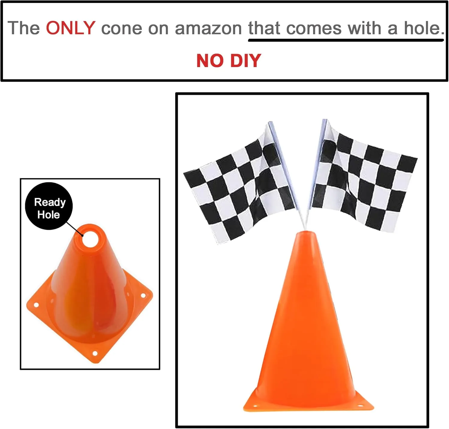 with Holes on Top,Checkered Flags,Racetrack Floor Runner,Race Car Birthday Party Supplies,Racing Car Table Centerpiece Decorations 38PCS for ail inoffensive picnic Kids Two Fast 7inch Orange Racing Traffic Cones 