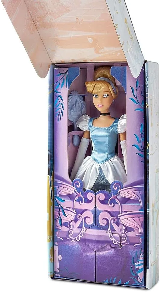 with Molded Details$ Fully Posable Toy in Classic Outfit - Disney Princess Toys for Girls Disney Store Official Disney Princess Classic Doll whose (Cinderella)$ 11 Inches$ Includes Brush 