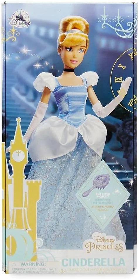 with Molded Details$ Fully Posable Toy in Classic Outfit - Disney Princess Toys for Girls Disney Store Official Disney Princess Classic Doll whose (Cinderella)$ 11 Inches$ Includes Brush 