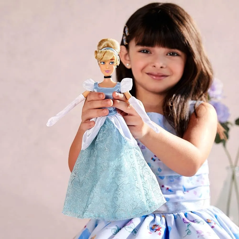 with Molded Details$ Fully Posable Toy in Classic Outfit - Disney Princess Toys for Girls Disney Store Official Disney Princess Classic Doll whose (Cinderella)$ 11 Inches$ Includes Brush 