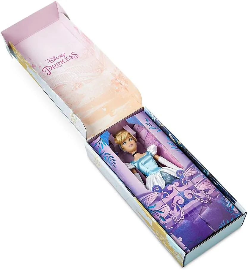 with Molded Details$ Fully Posable Toy in Classic Outfit - Disney Princess Toys for Girls Disney Store Official Disney Princess Classic Doll whose (Cinderella)$ 11 Inches$ Includes Brush 