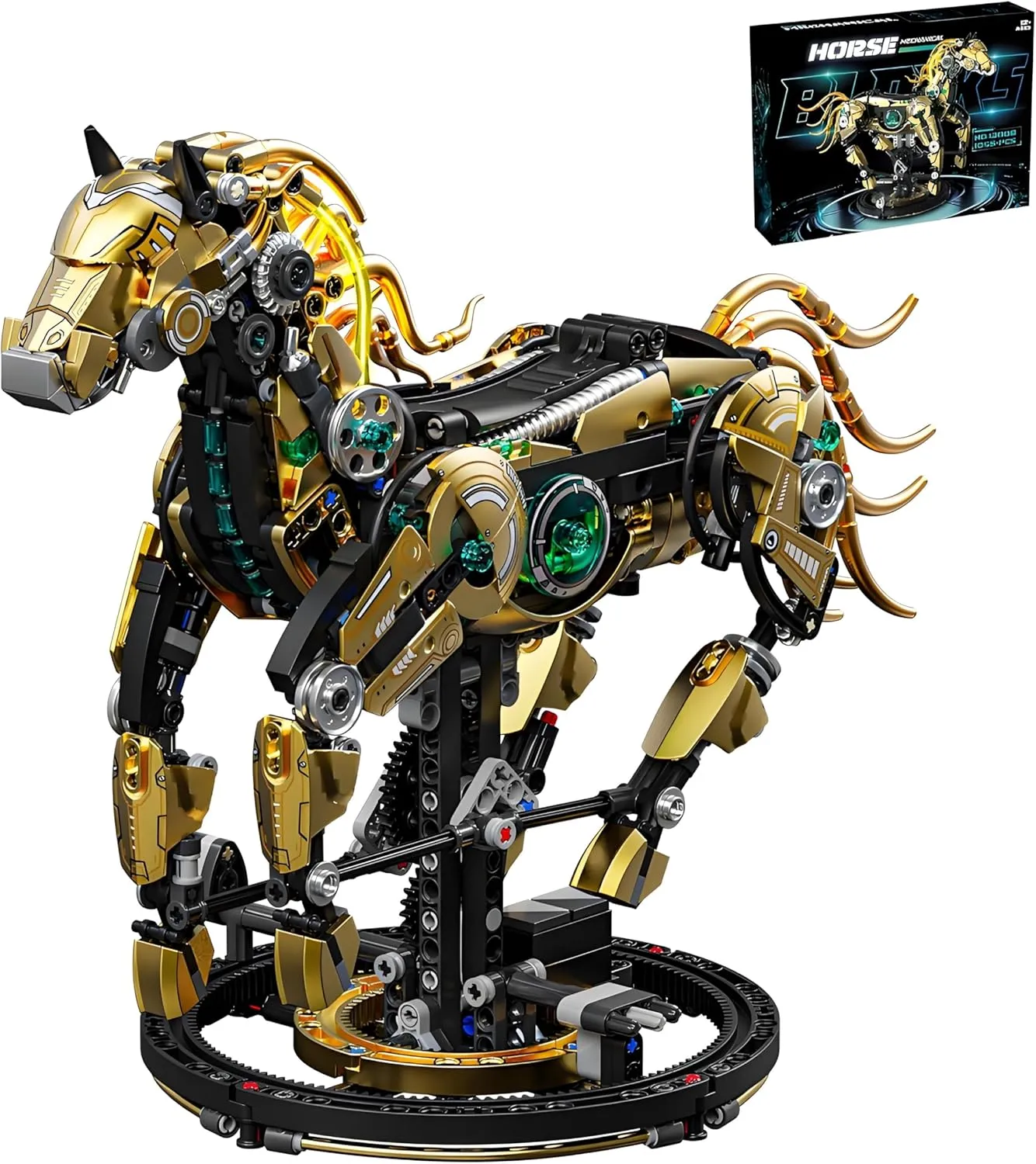 with Movable Legs �C hardly lopsided unparalleled lust individual parrot Engaging DIY Model Kit for Kids and Teens Mechanical Horse Building Block Set Build & Pose 