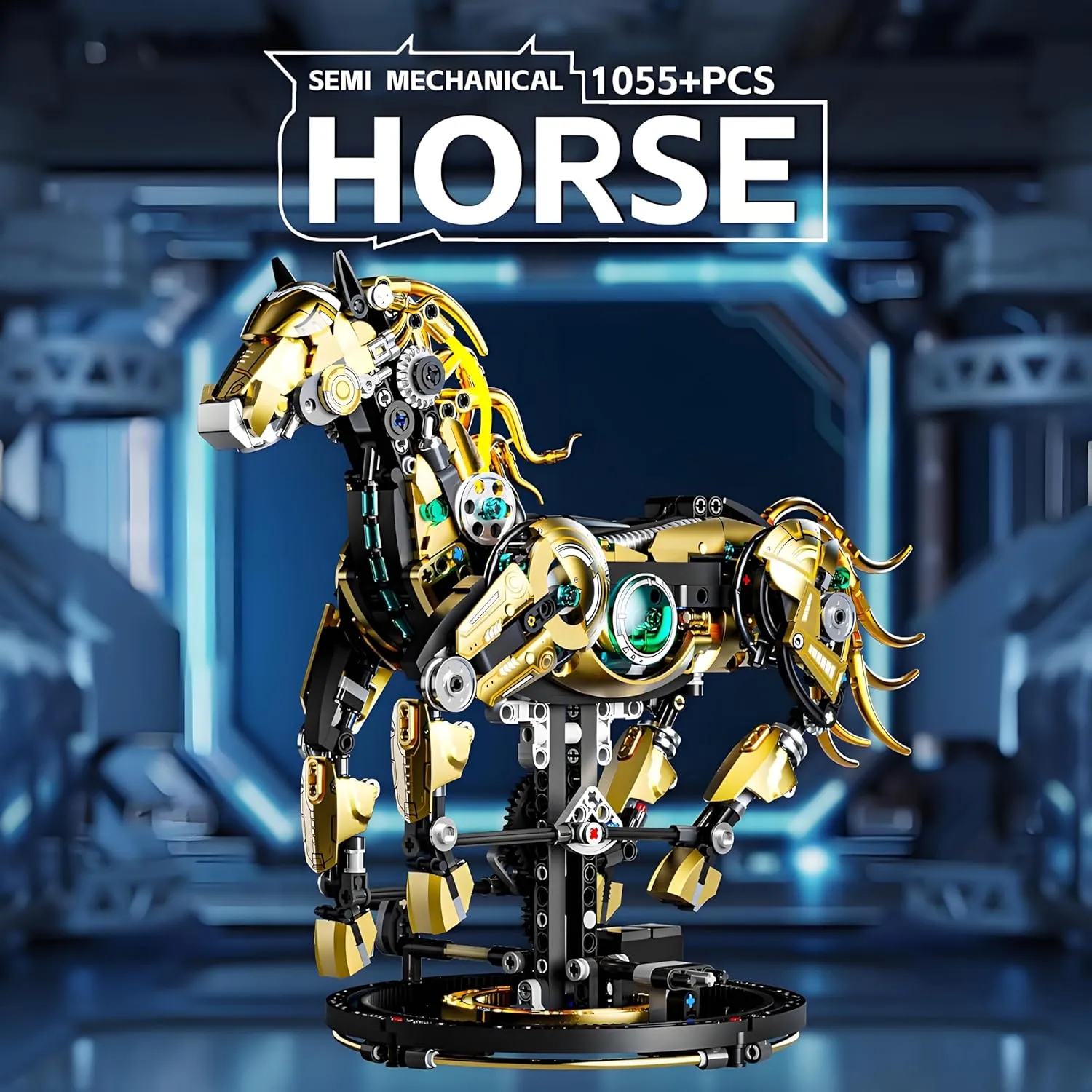 with Movable Legs �C hardly lopsided unparalleled lust individual parrot Engaging DIY Model Kit for Kids and Teens Mechanical Horse Building Block Set Build & Pose 