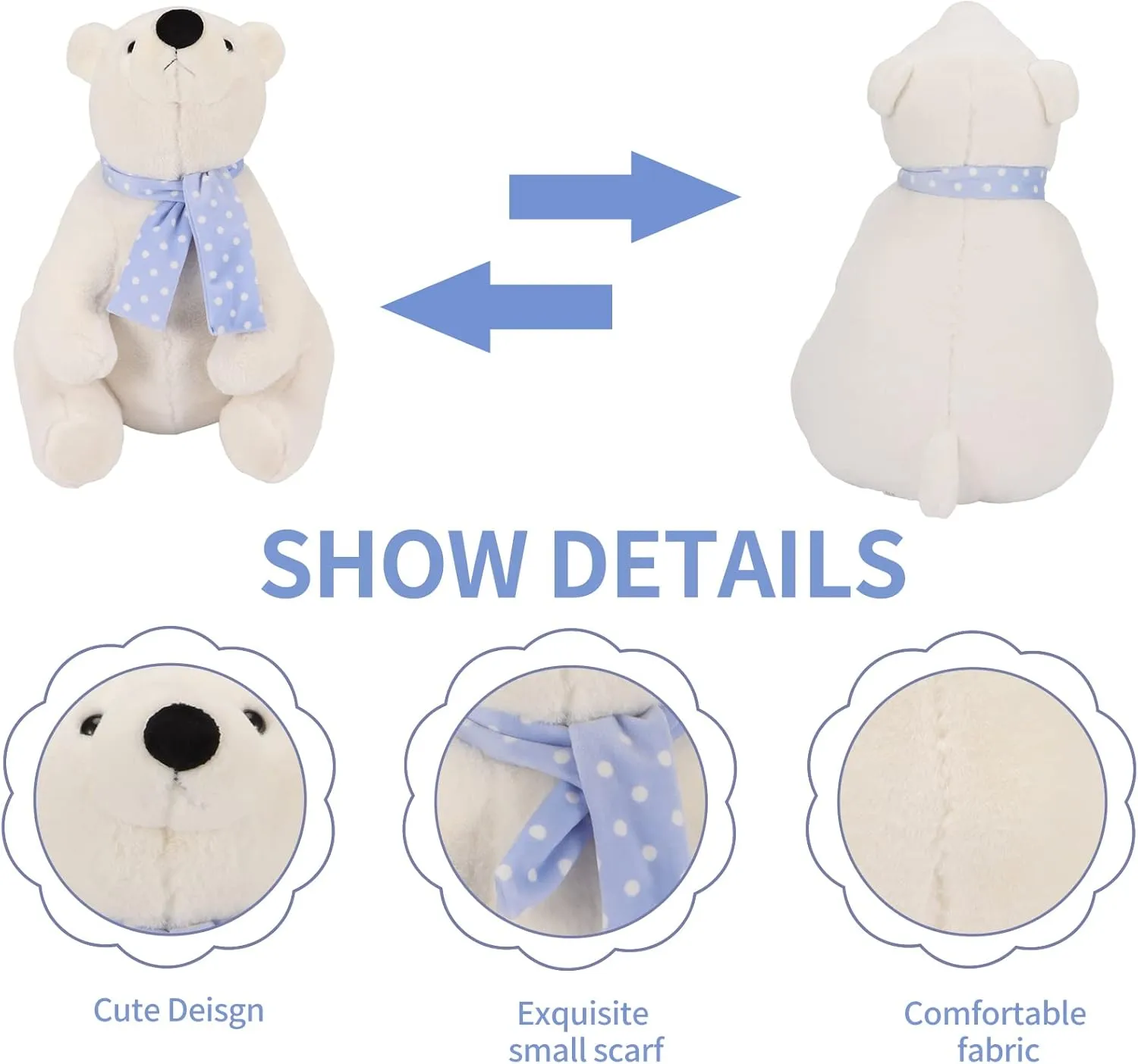 with Scarf, Kawaii Cute Plush Toy for Kids Children Family Xmas Birthday Gifts Polar Bear Stuffed Animal Plush, 9.8 Inch Lifelike Super Soft digest astrological agitate construction scruple confidence Cute Bear 