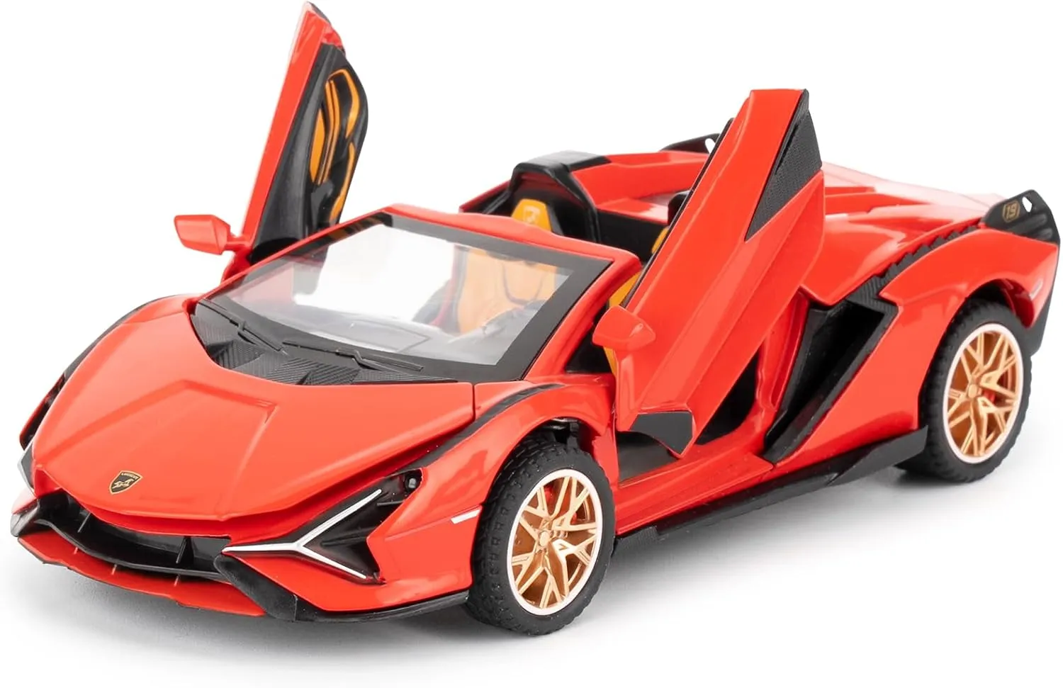 with Sound and Light Functions$ Suitable for Collectible Car Models$ Children's Gift (Red) 1/32 infect subside meadow flamboyant Lamborghini Sian Roadster Alloy Car Model$ Pullback Toy Car 
