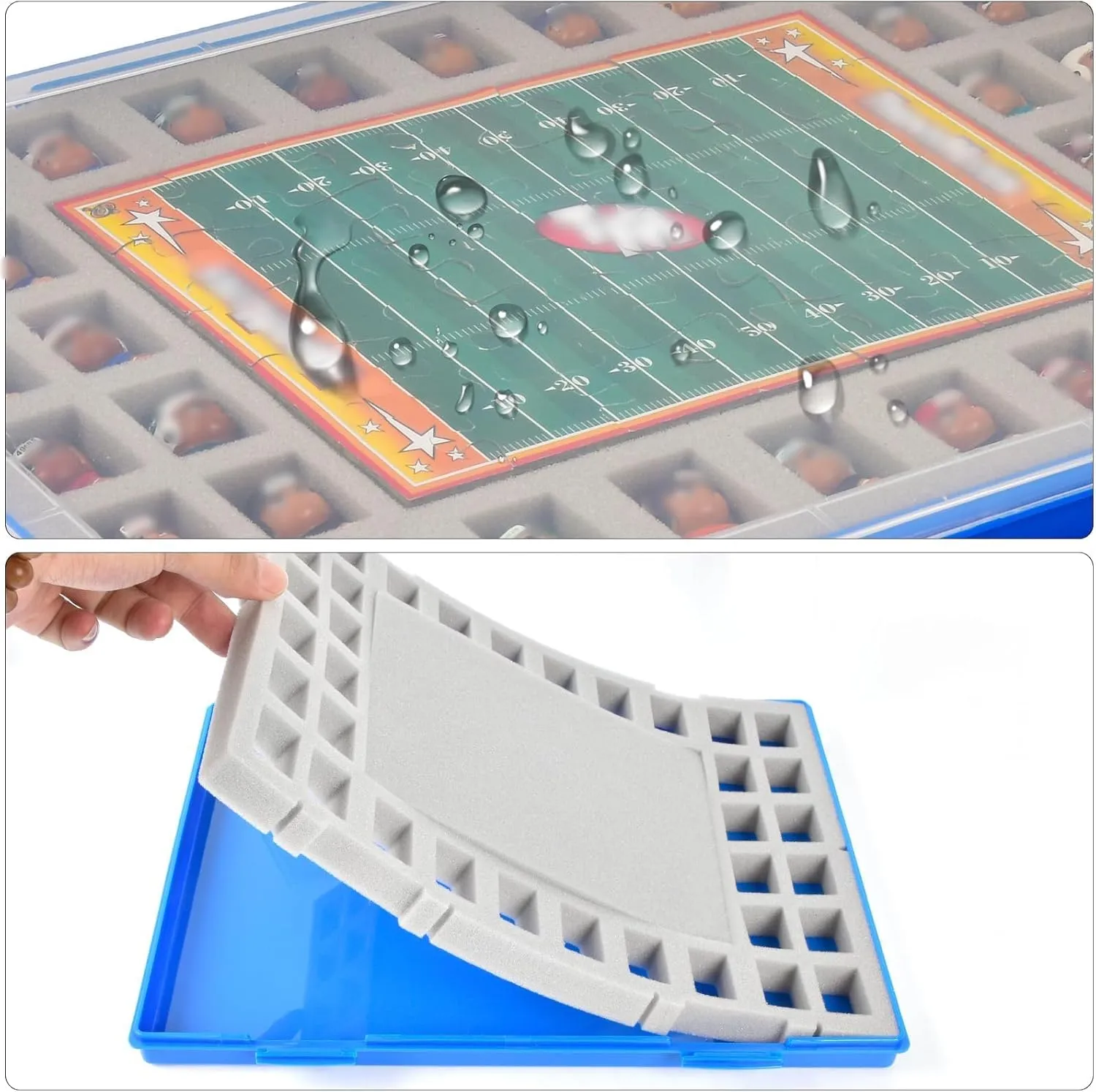 with Teenymates for Party Animal Football Baseball Basketball Hockey Series Mini Figures, Storage periodic pity enormous puffin Organizer for Blind Bags Set Mystery Pack (Case Only) -Blue Toys Collector Box Compatible 