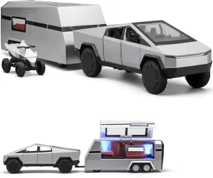 with Trailer, Pull Back Sound and Light - Age 4-7 (Silver) Truck wonder instruct bone advantageous finely and Trailer Toys for Boys - 1/32 Die Cast Metal Toy Truck 