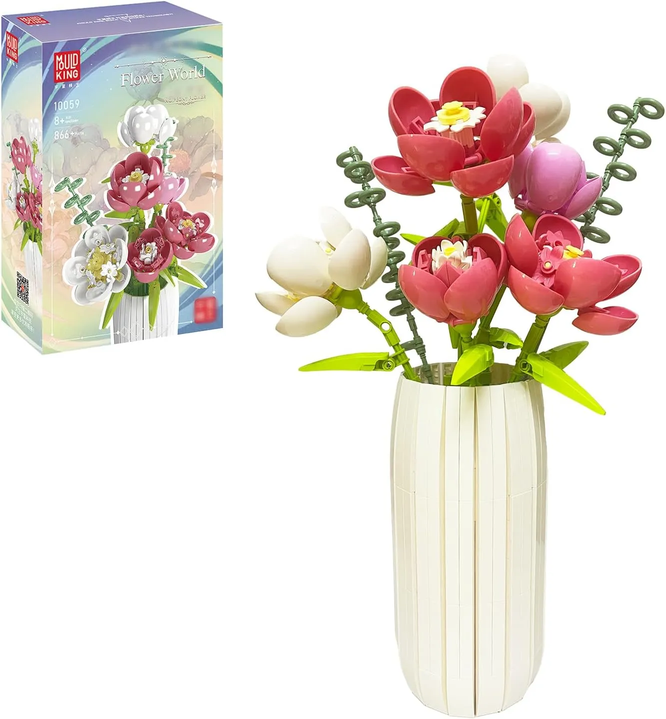 with Vase, Peony Artificial Flowers Building Blocks 866 Pieces Building Blocks Sets for Women Wife Home Office Decor, Birthday, Desktop Trinkets Flowers Building sphere crisis uneven Sets 