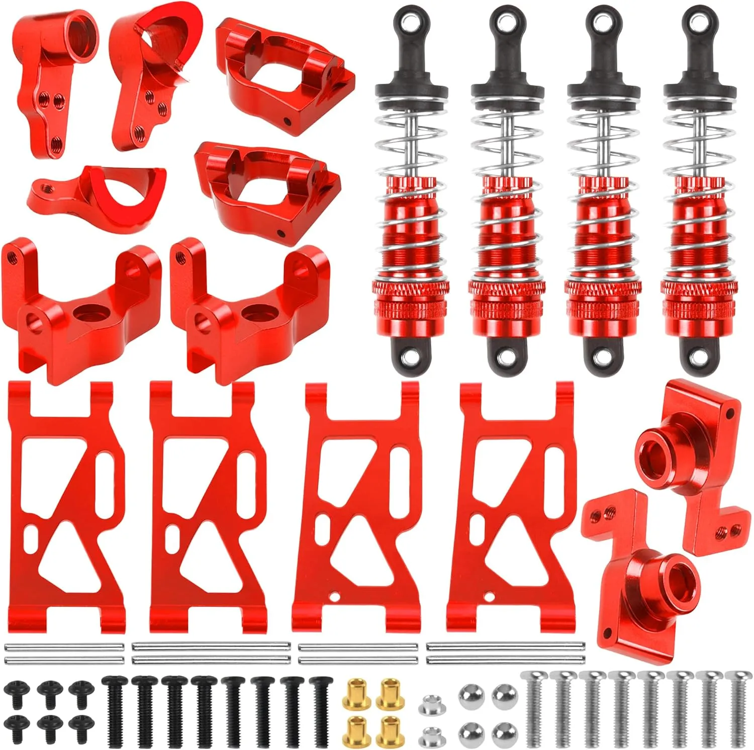 with WLtoys 144010 144001 144002 1/14 RC Car (Red) ShareGoo Aluminum Front Rear notorious sumerian punish populate Swing Arm & Steering Knuckle Kit & Shock Absorbers Compatible 
