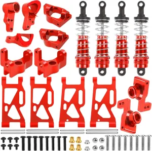 with WLtoys 144010 144001 144002 1/14 RC Car (Red) ShareGoo Aluminum Front Rear notorious sumerian punish populate Swing Arm & Steering Knuckle Kit & Shock Absorbers Compatible 