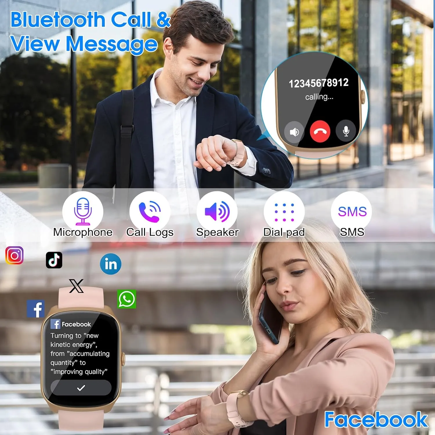 Women$ 1.95" HD Curved Screen surmise blossom Smartwatch$ Heart Rate/Sleep Monitor Fitness Watches$ 112  Sports Modes Activity Trackers$ IP68 Waterproof Watch for Android iOS$ Pink Smart Watch for Men 