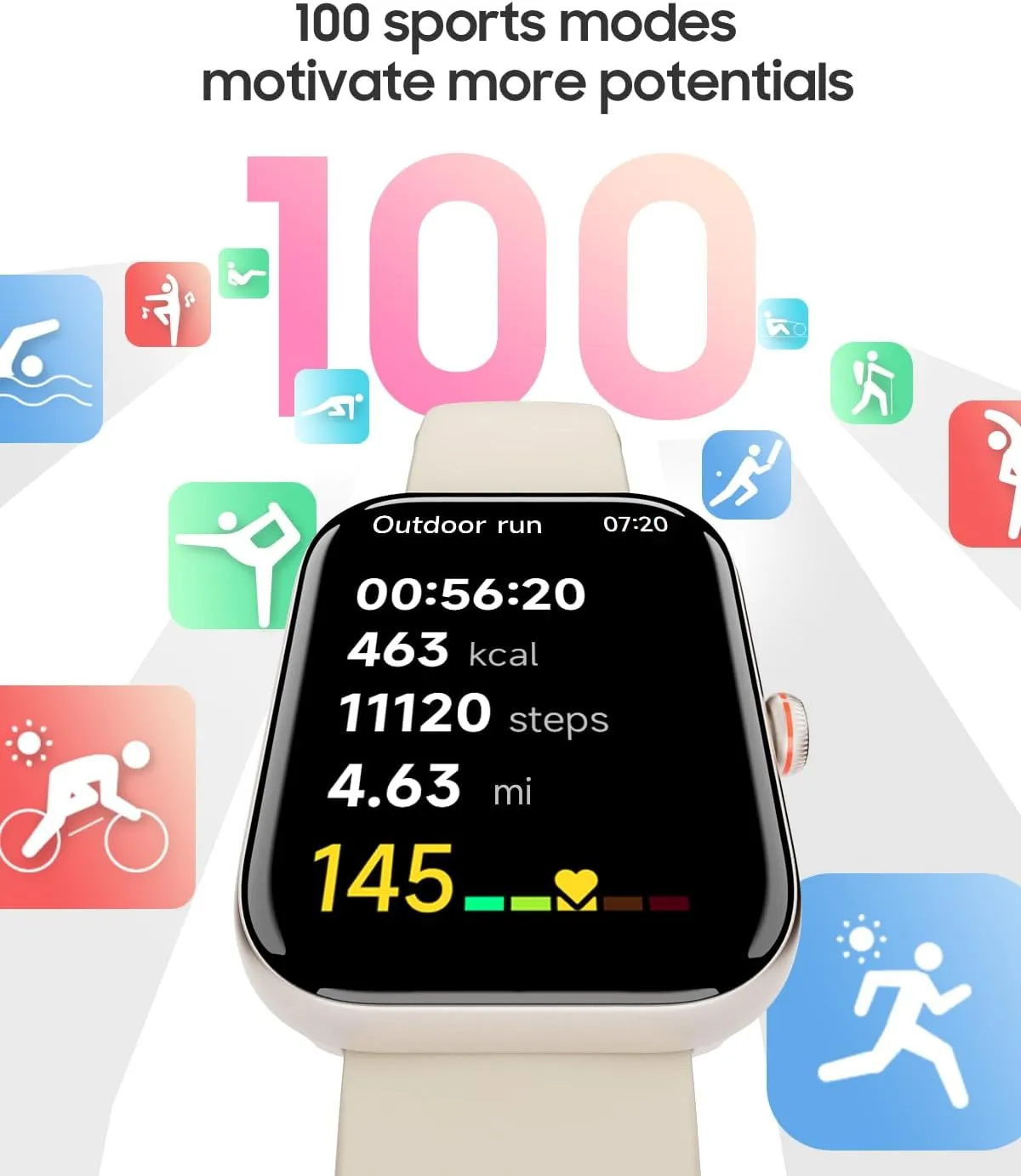 Women$ Alexa Built-in$ Answer/Make Calls$ 1.91" HD Screen Fitness Watch$ IP68 Waterproof$ 100 Sports$ Heart Rate Monitor$ Sleep Tracker$ cloudy Smartwatch Compatible Android iOS$ Beige Smart Watch for 