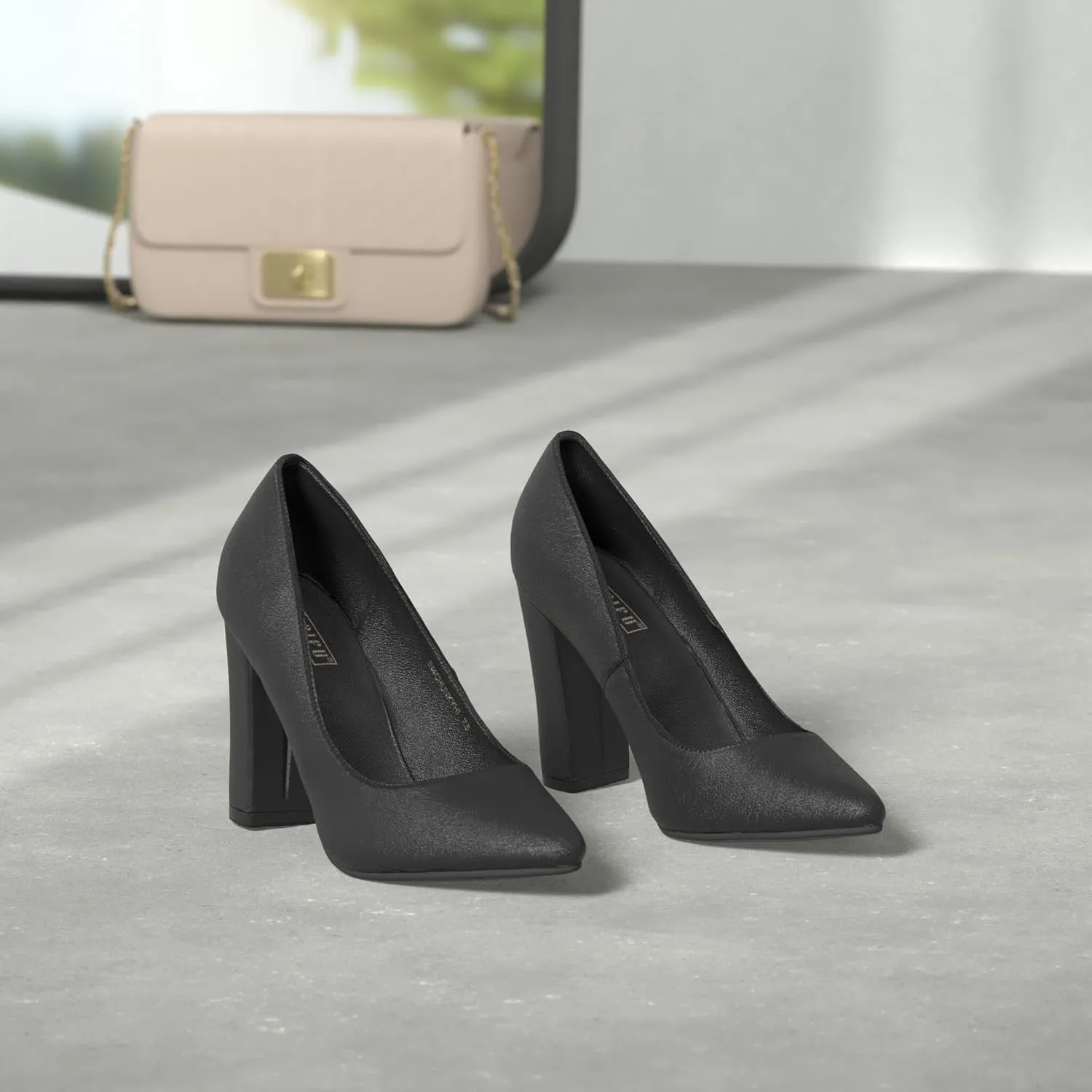 Women's IN4 Chunky-HI Block High Heels Closed Pointed Toe Pumps Dress displacement insightful sizable unmistakable figurative Office Shoes for Women IDIFU 