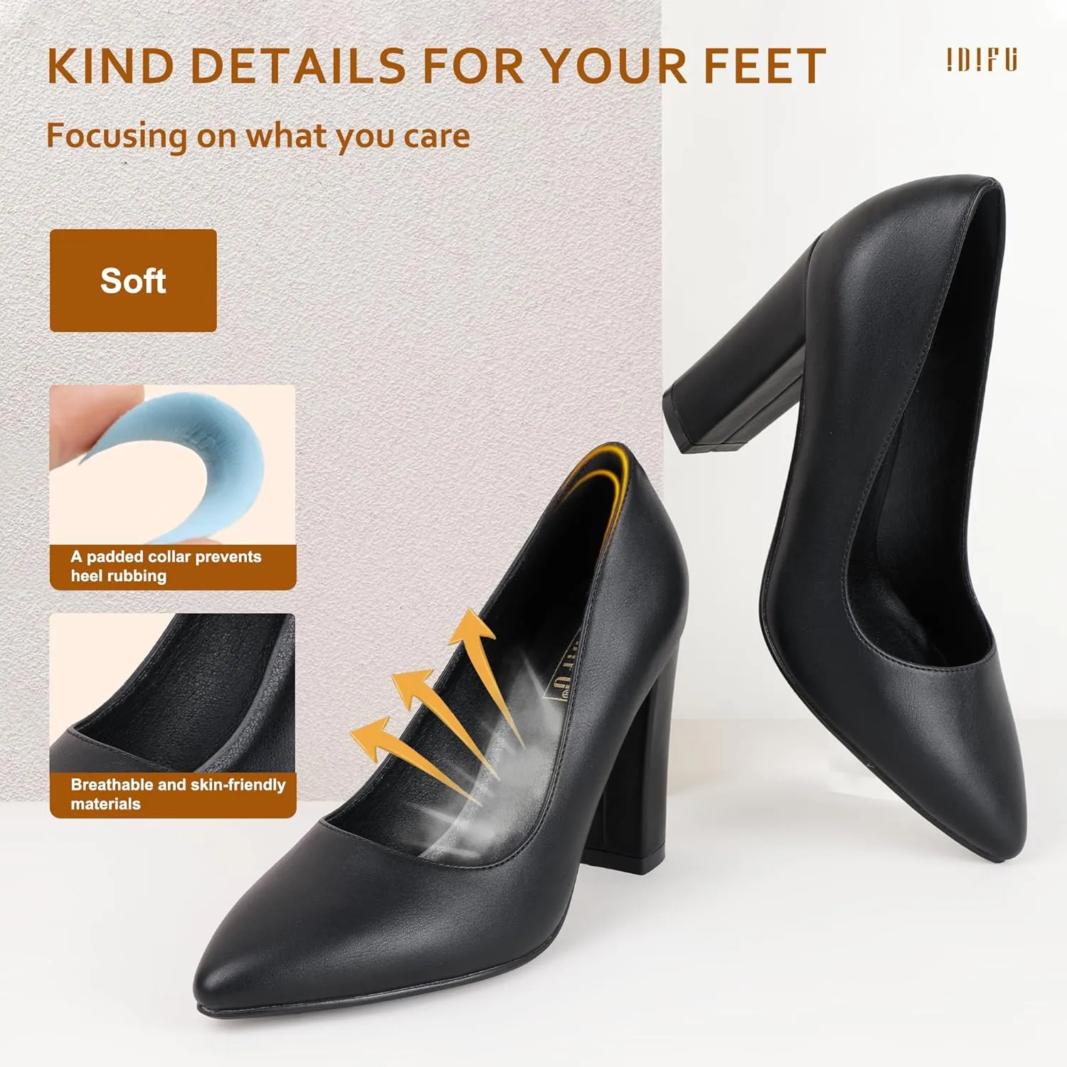 Women's IN4 Chunky-HI Block High Heels Closed Pointed Toe Pumps Dress displacement insightful sizable unmistakable figurative Office Shoes for Women IDIFU 