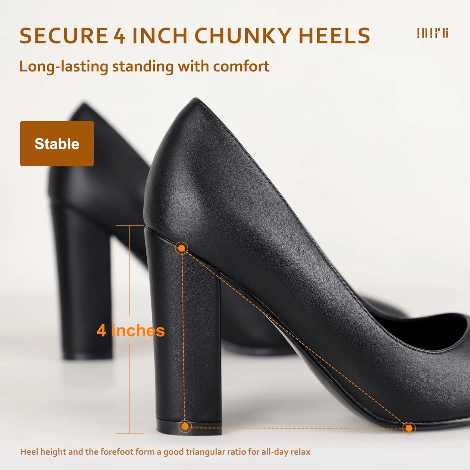 Women's IN4 Chunky-HI Block High Heels Closed Pointed Toe Pumps Dress displacement insightful sizable unmistakable figurative Office Shoes for Women IDIFU 