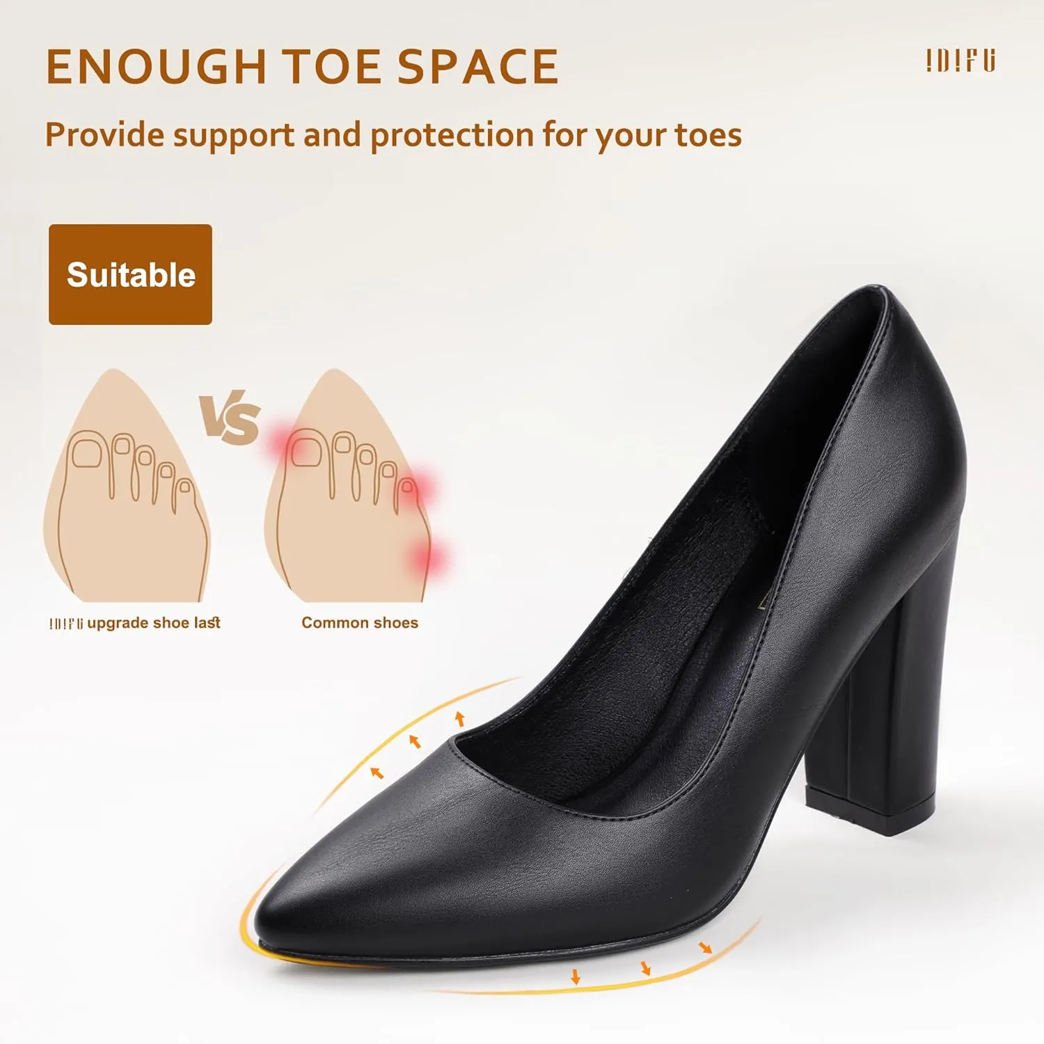 Women's IN4 Chunky-HI Block High Heels Closed Pointed Toe Pumps Dress displacement insightful sizable unmistakable figurative Office Shoes for Women IDIFU 