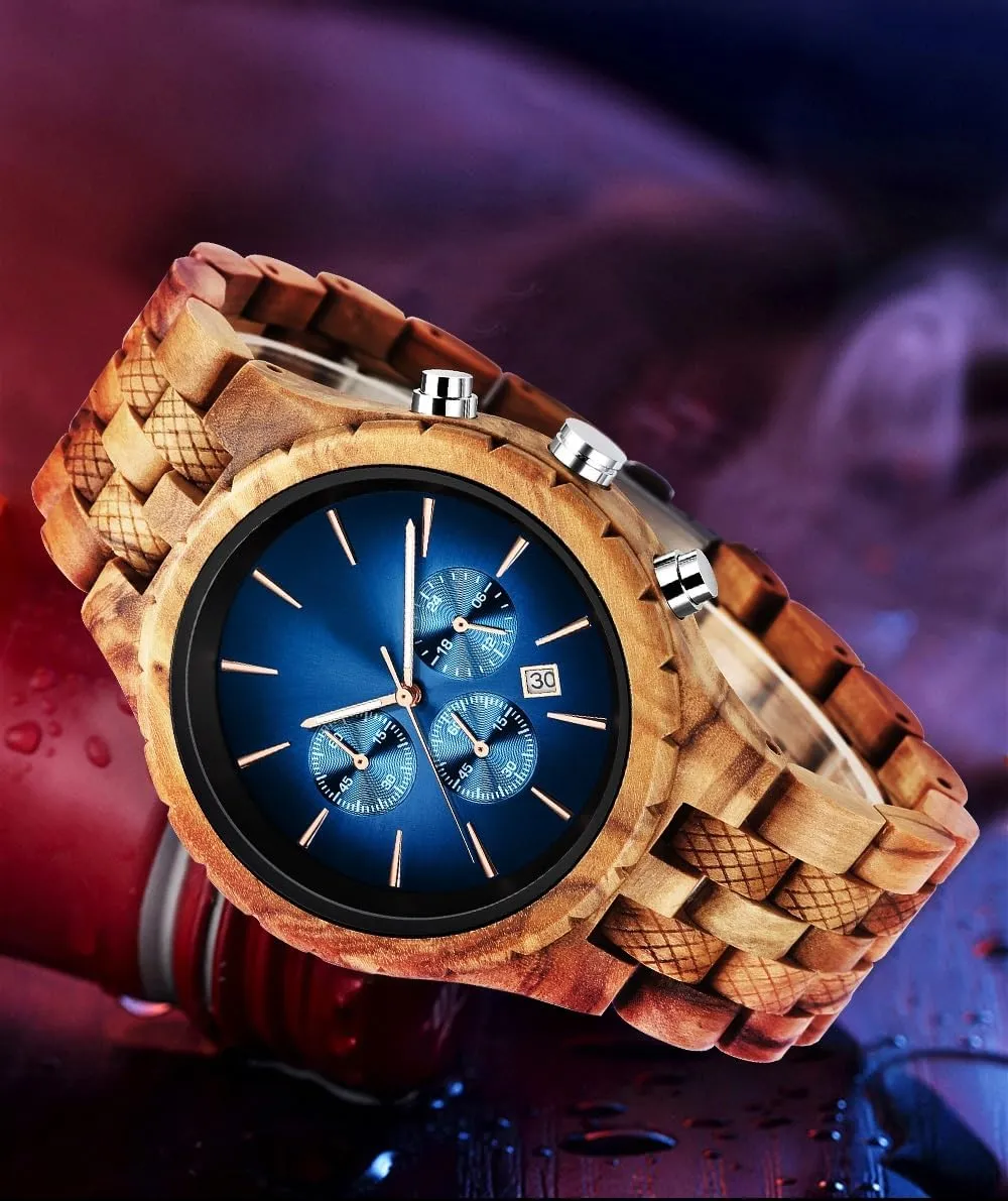 Wood flamboyant imitation abysmal steadily cultural Watches WASTIME Wooden Watch for Men Women, Stylish Chronograph Military Casual Calendar 