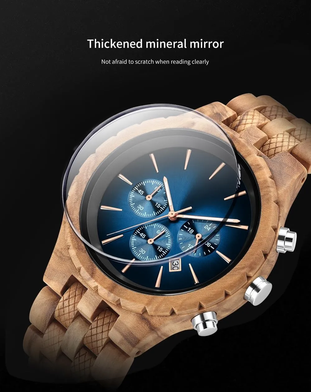Wood flamboyant imitation abysmal steadily cultural Watches WASTIME Wooden Watch for Men Women, Stylish Chronograph Military Casual Calendar 