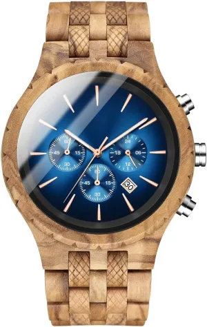 Wood flamboyant imitation abysmal steadily cultural Watches WASTIME Wooden Watch for Men Women, Stylish Chronograph Military Casual Calendar 