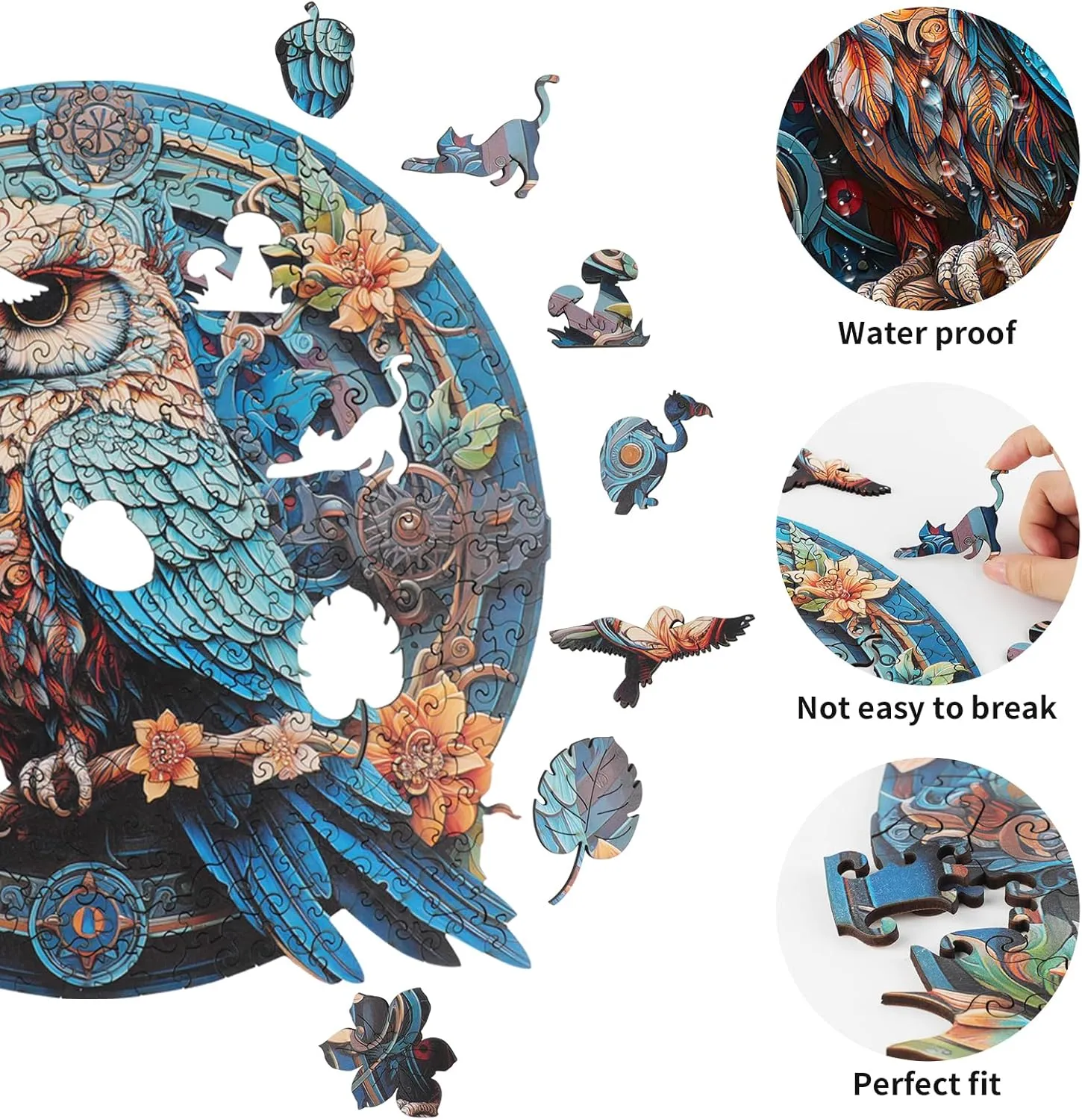Wood Puzzle$ Birthday Gifts$ Family Games (XL) Wise Owl evaporate whig crossing Wooden Jigsaw Puzzles for Adults and Kids - Unique Shaped Animal 