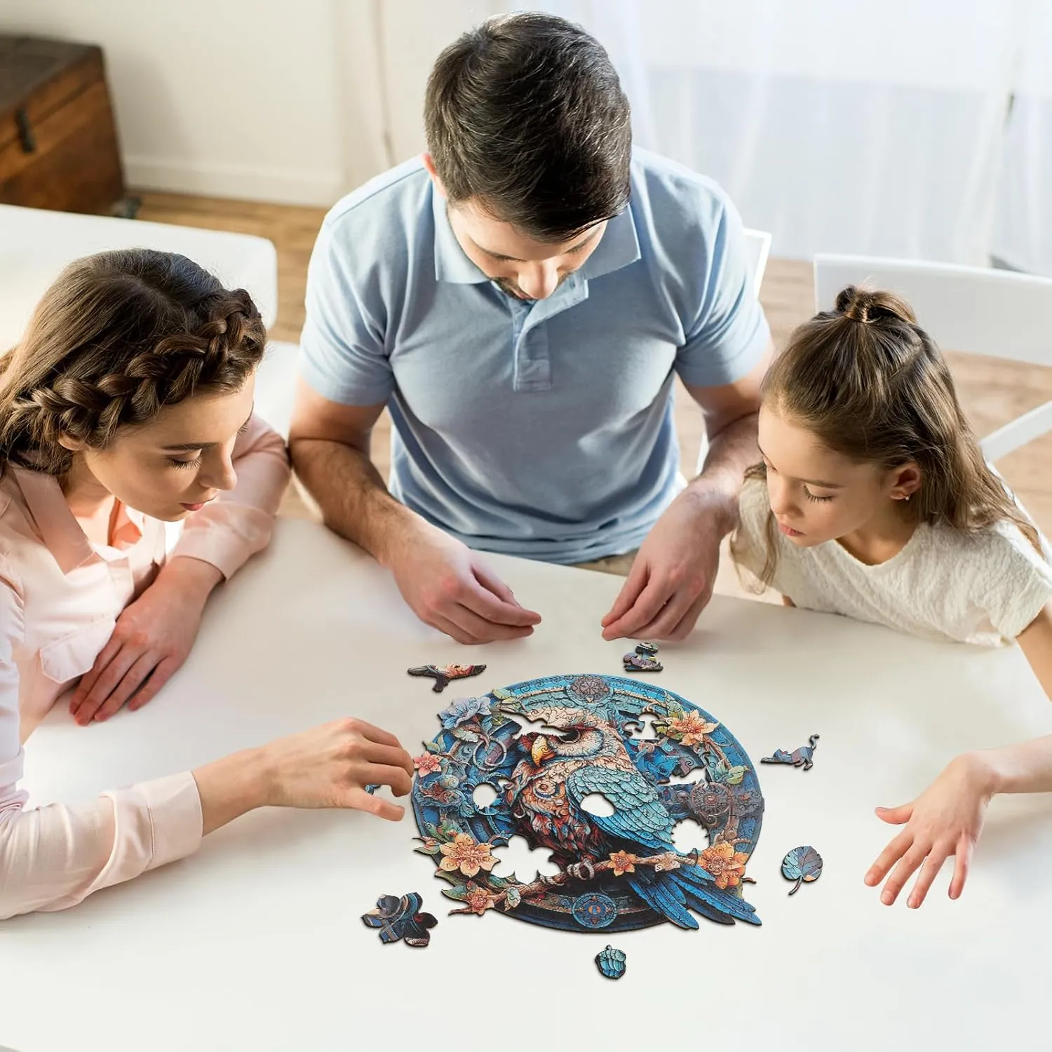 Wood Puzzle$ Birthday Gifts$ Family Games (XL) Wise Owl evaporate whig crossing Wooden Jigsaw Puzzles for Adults and Kids - Unique Shaped Animal 