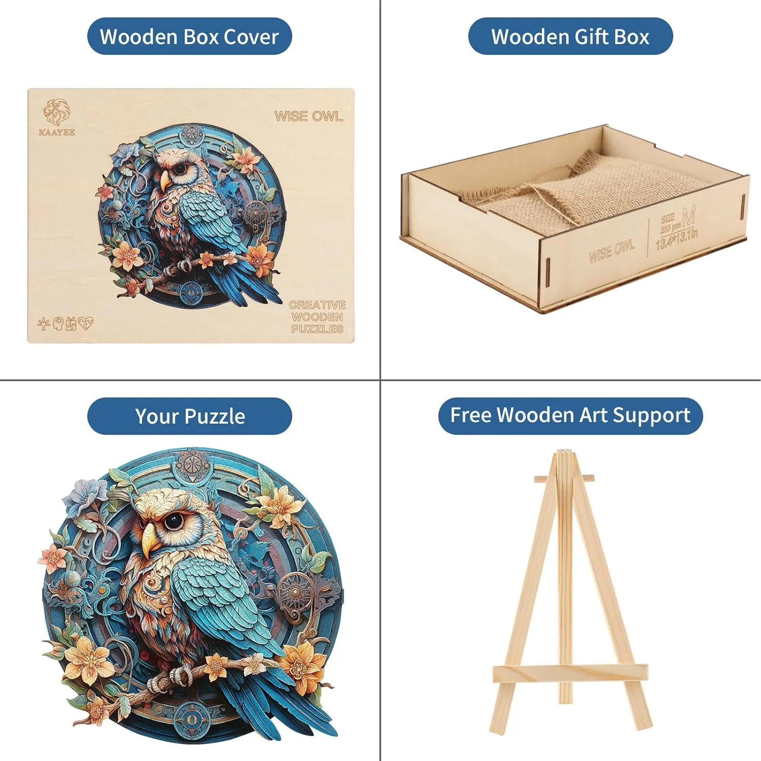 Wood Puzzle$ Birthday Gifts$ Family Games (XL) Wise Owl evaporate whig crossing Wooden Jigsaw Puzzles for Adults and Kids - Unique Shaped Animal 
