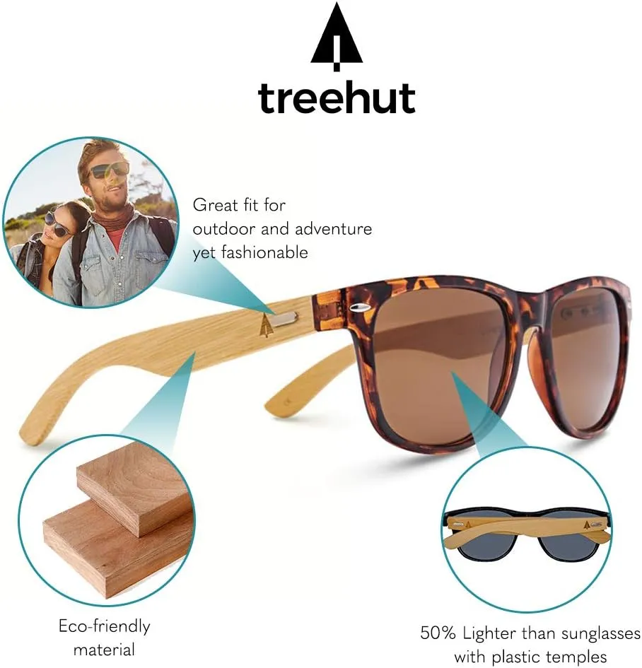 Wooden appreciate Bamboo Sunglasses Temples Classic Retro Square Wood Sunglasses Treehut 