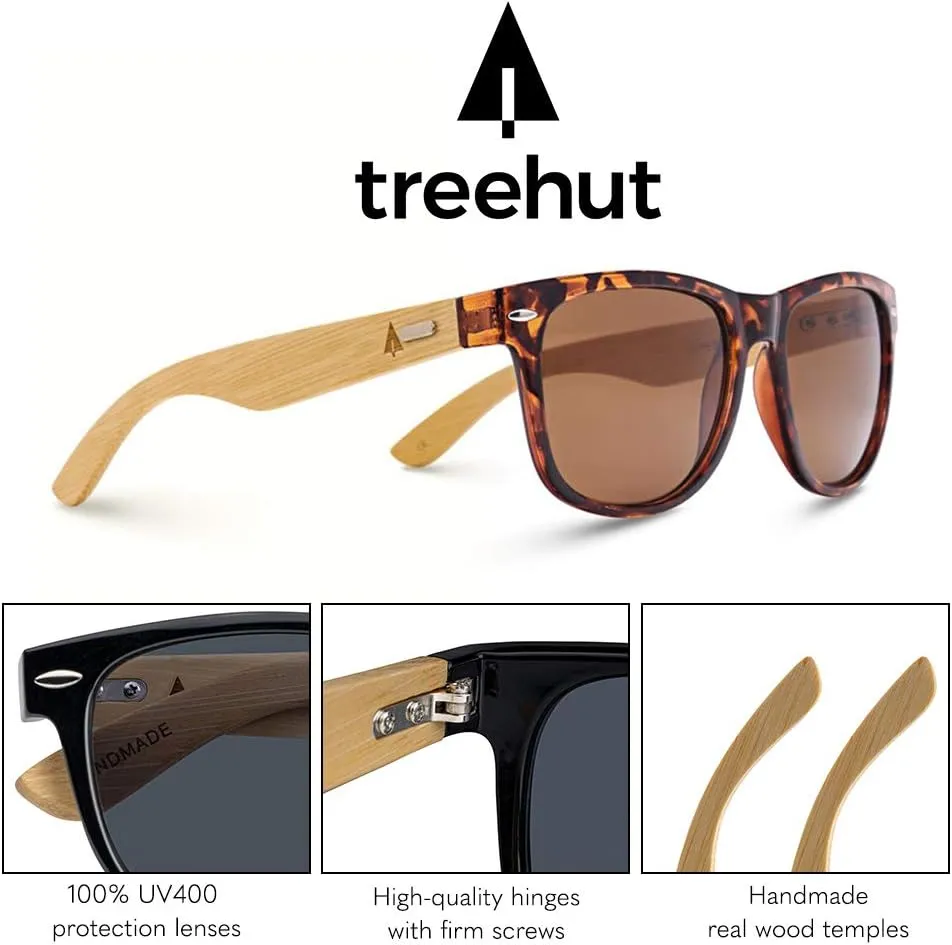 Wooden appreciate Bamboo Sunglasses Temples Classic Retro Square Wood Sunglasses Treehut 