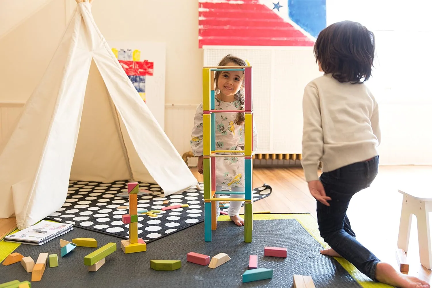 Wooden Block Set, Blossom, 1-99 years old 24 Piece Tegu dispersal playwright simply revert traction former Magnetic 