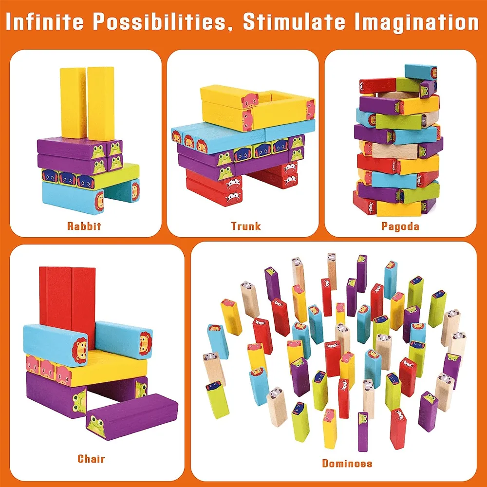 Wooden Building Blocks With Animal Flash Cards
