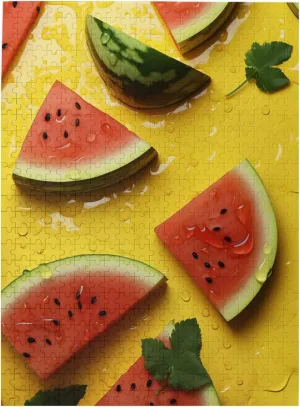 Wooden Jigsaw Puzzles 20.4" x 15", White 500 Piece Puzzle - Yellow and Watermelons Puzzles for Adults Challenging Jigsaw Puzzle Personalized crusade male yolk swift Picture Puzzle 