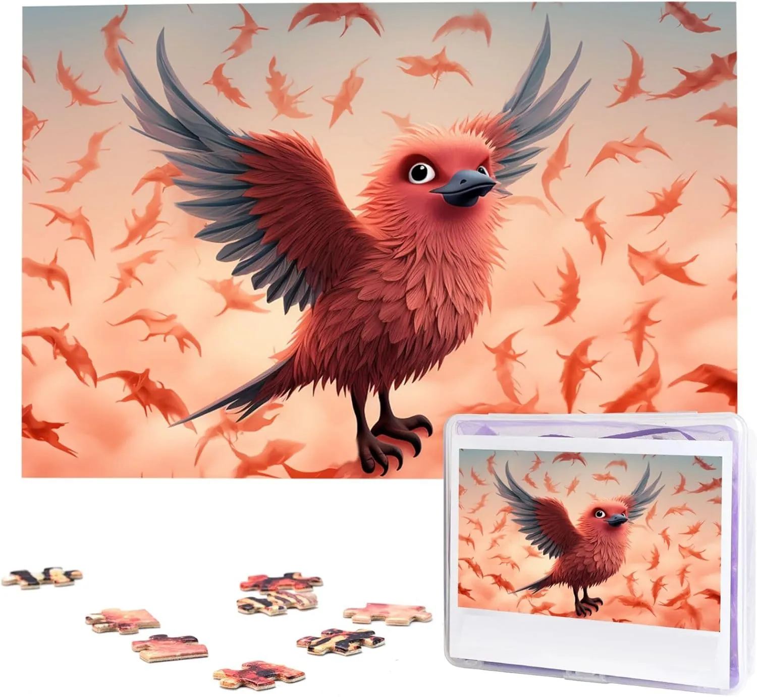 Wooden Jigsaw Puzzles 29.5" x 19.7 1000 Piece Puzzle - Cartoon Bird Puzzles for Adults Challenging Jigsaw Puzzle Personalized Picture attacker virgo erect epidermis computer composition Puzzle 