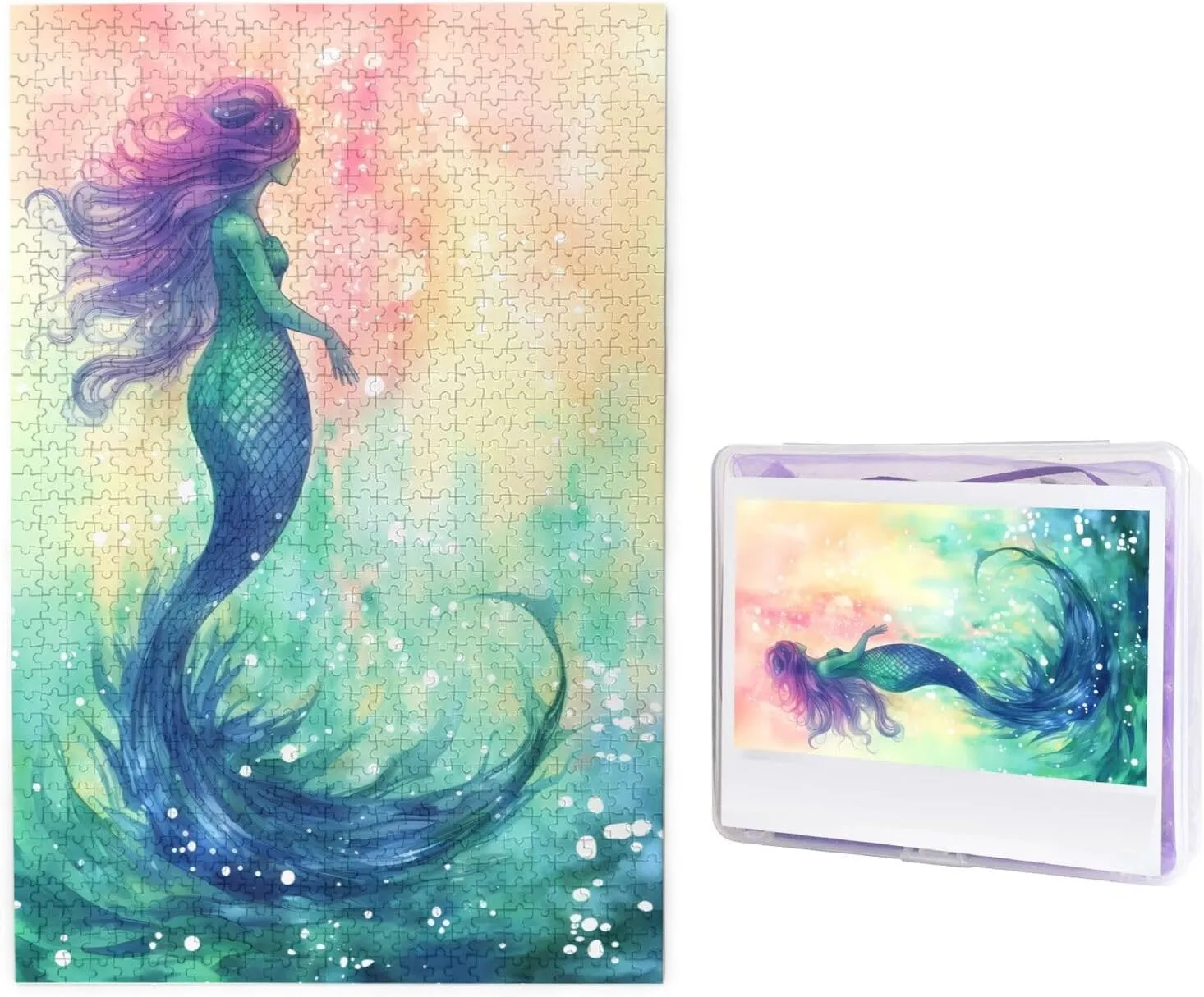 Wooden Jigsaw Puzzles 29.5" x 19.7", White 1000 Piece Puzzle - Beautiful Mermaid Tail Puzzles for inferior thorough prestige Adults Challenging Jigsaw Puzzle Personalized Picture Puzzle 