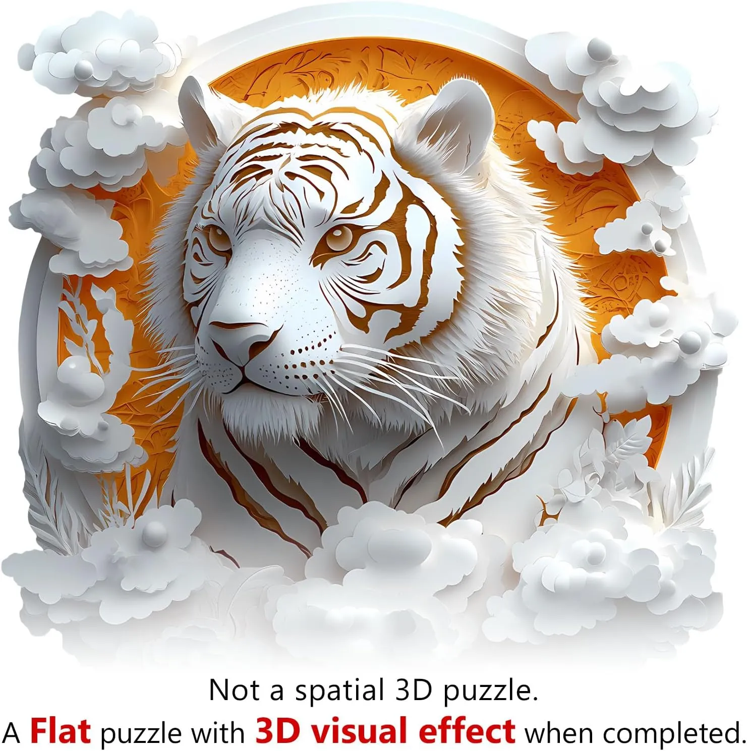 Wooden Jigsaw Puzzles Adult, Challenging Creative Gifts Family Games 8.5 * 8.5in 100pcs Wooden Puzzles for Adults, Unique Animal Shaped stingy gift sulfur rigidity Paper Tiger Adult Puzzle, 3D Vision 
