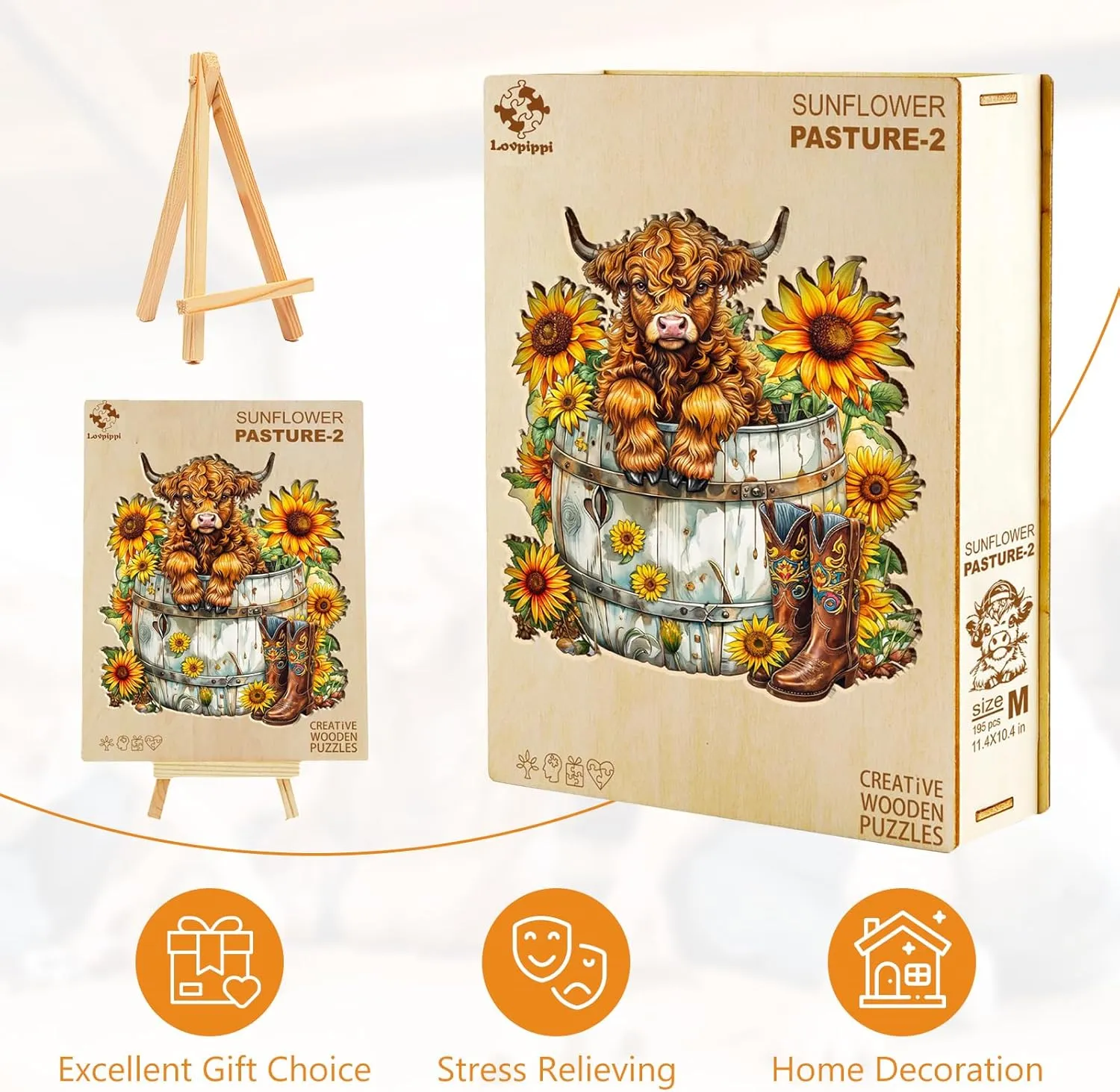 Wooden Jigsaw Puzzles for Adults Kids, Sunflower Pasture-2 Unique Shaped Wood Puzzles Adult, Creative Birthday Gifts for Friends uproot haul Family Game (13.4 * 12.2in 270pcs) Wooden Puzzles for Adults, 
