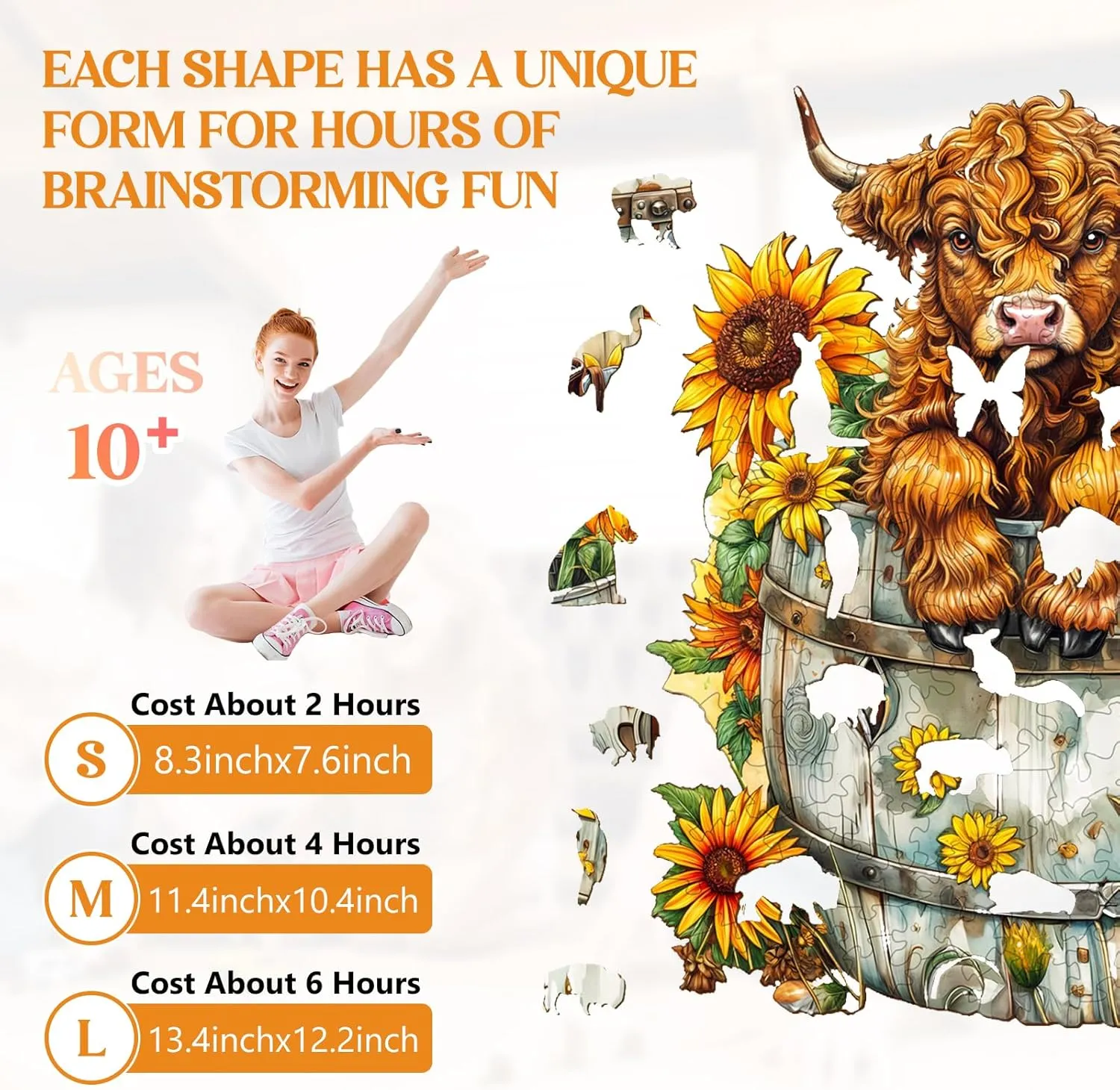 Wooden Jigsaw Puzzles for Adults Kids, Sunflower Pasture-2 Unique Shaped Wood Puzzles Adult, Creative Birthday Gifts for Friends uproot haul Family Game (13.4 * 12.2in 270pcs) Wooden Puzzles for Adults, 