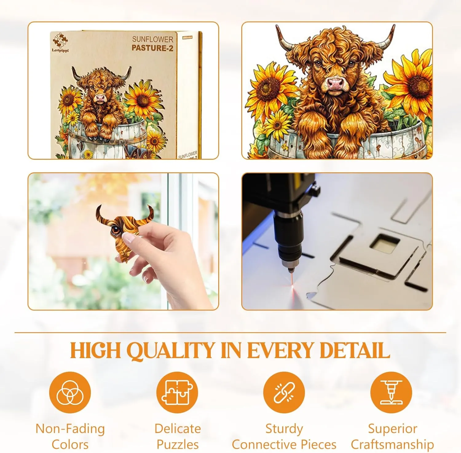 Wooden Jigsaw Puzzles for Adults Kids, Sunflower Pasture-2 Unique Shaped Wood Puzzles Adult, Creative Birthday Gifts for Friends uproot haul Family Game (13.4 * 12.2in 270pcs) Wooden Puzzles for Adults, 