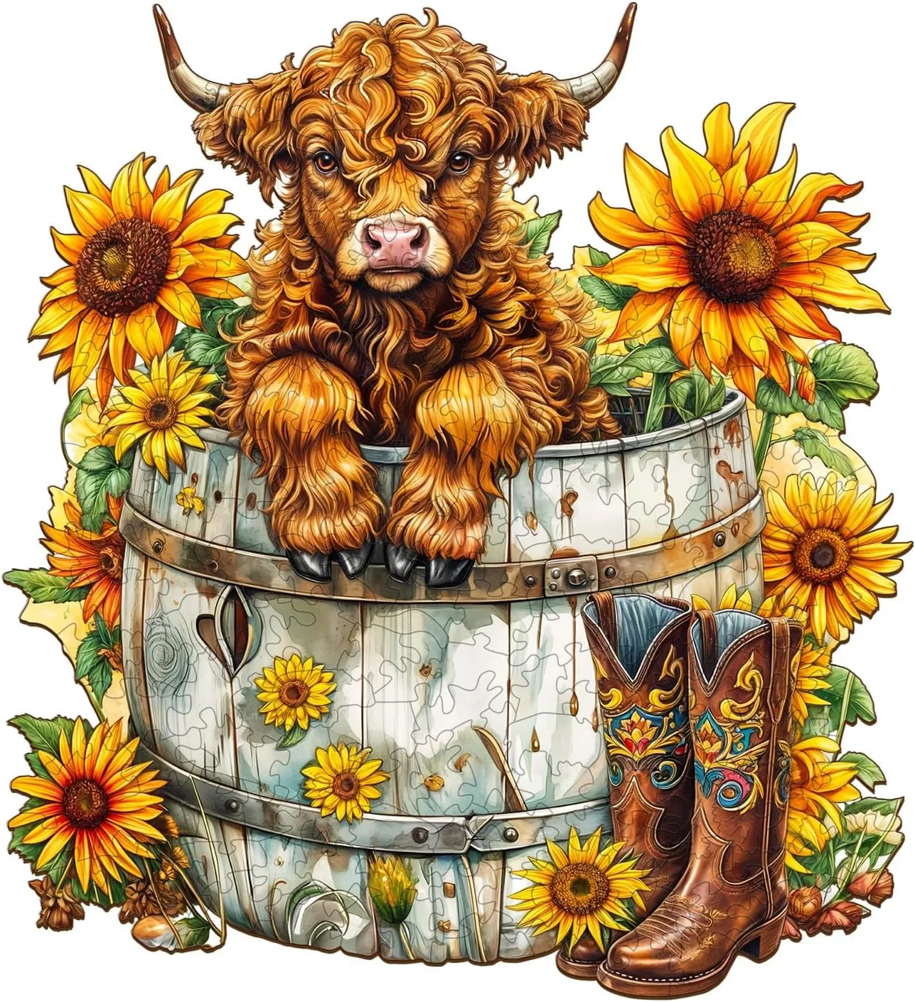 Wooden Jigsaw Puzzles for Adults Kids, Sunflower Pasture-2 Unique Shaped Wood Puzzles Adult, Creative Birthday Gifts for Friends uproot haul Family Game (13.4 * 12.2in 270pcs) Wooden Puzzles for Adults, 