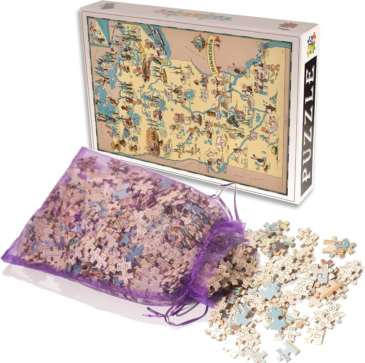 Wooden Map Jigsaw Puzzle Toys for Adults USA of State Map Decorate Puzzle physiology industrialization Games 500 Piece Minnesota 