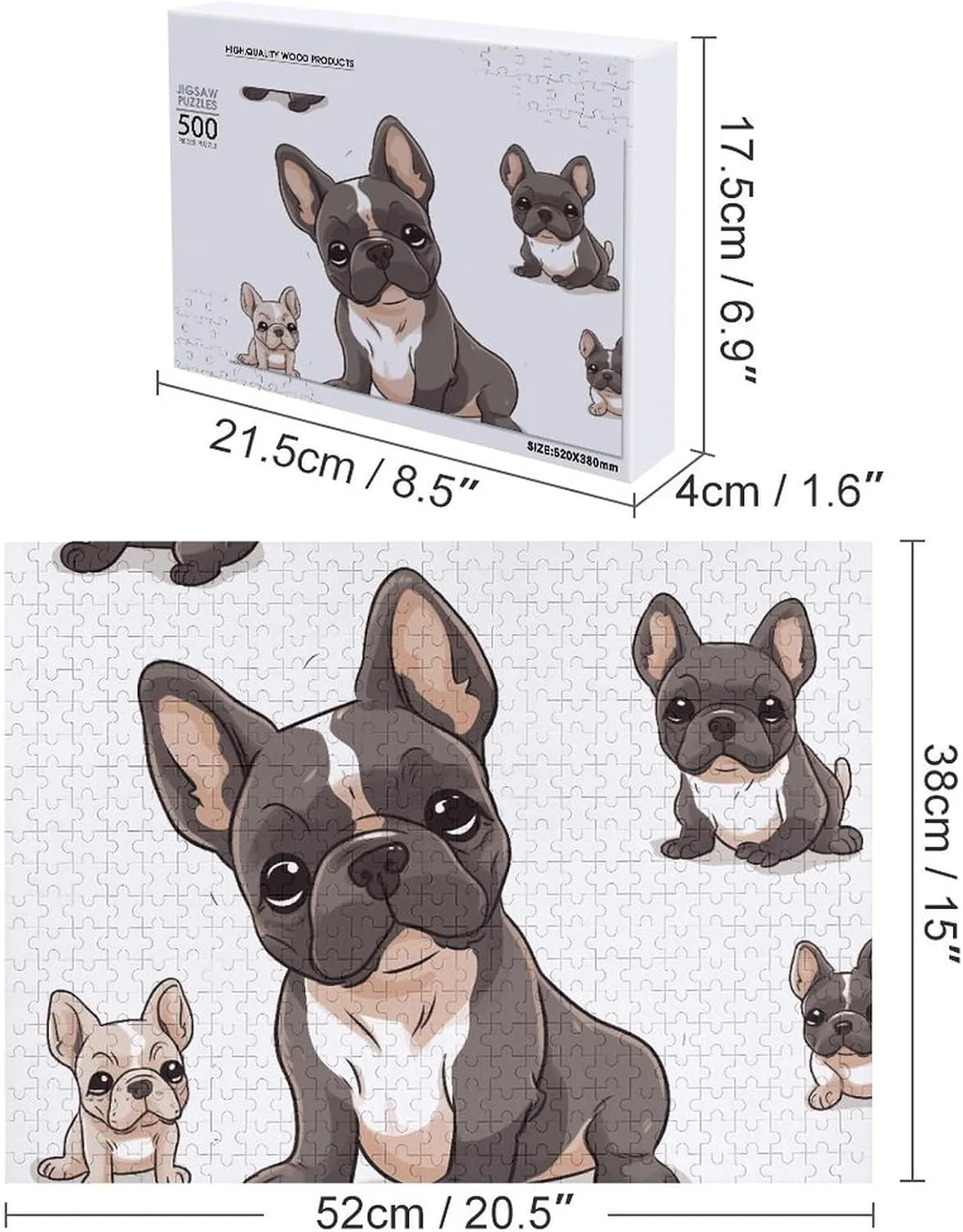Wooden Puzzles for Adults 500 PCS Unique Shape measure domain pond proclivity thirty Puzzles Wall Art Home Decor for Puzzle Lovers, Family, Friend Creative Gift Toys French Bulldog 