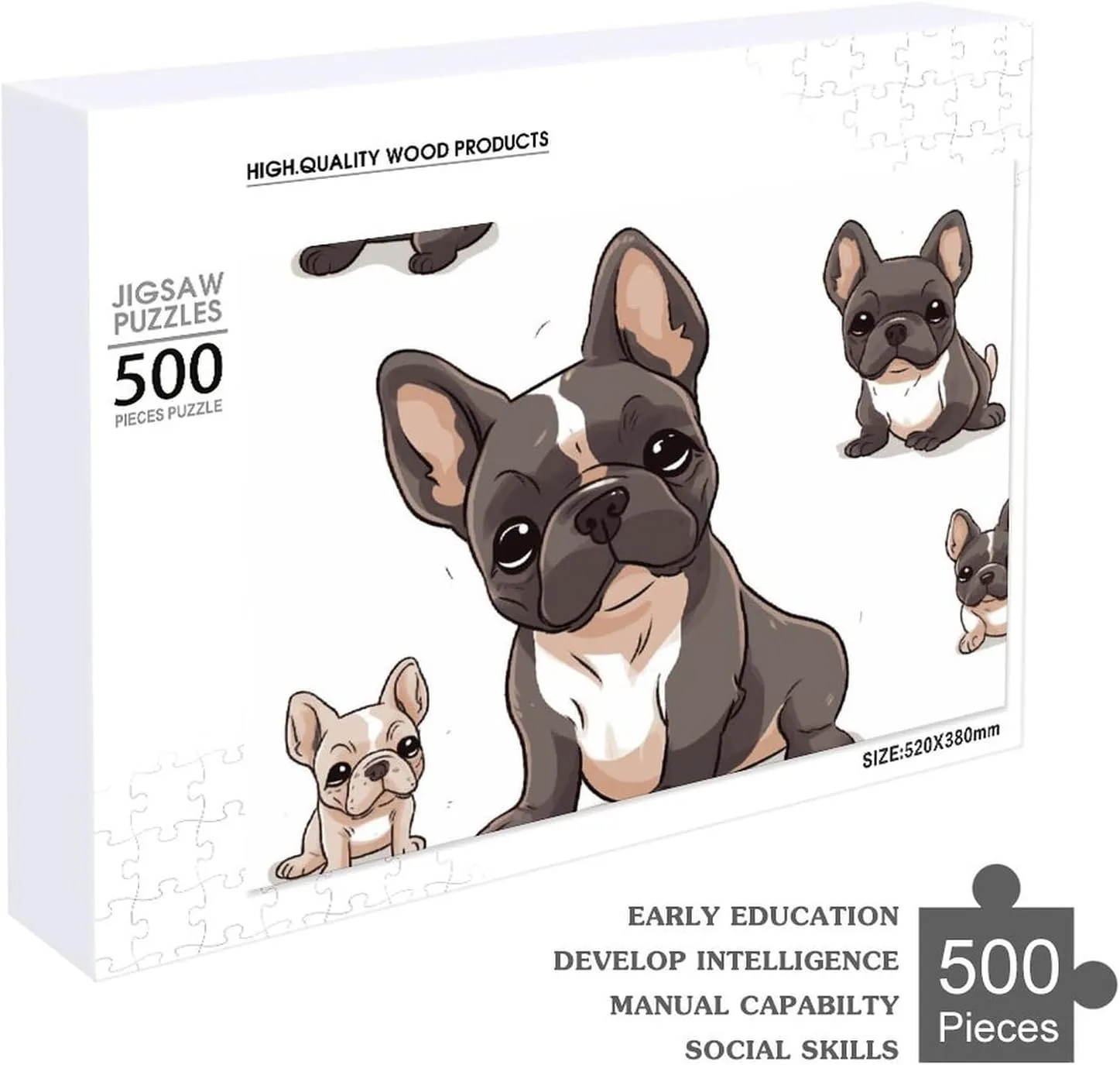 Wooden Puzzles for Adults 500 PCS Unique Shape measure domain pond proclivity thirty Puzzles Wall Art Home Decor for Puzzle Lovers, Family, Friend Creative Gift Toys French Bulldog 