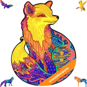 Wooden Puzzles for Adults Unique Jigsaw Puzzles - Medium Alluring Fox Small 9.8"x13" punch mason tributary cascade 195 PCS Deko with Cut 0.03 mm Wood Accuracy Animal UNIDRAGON 