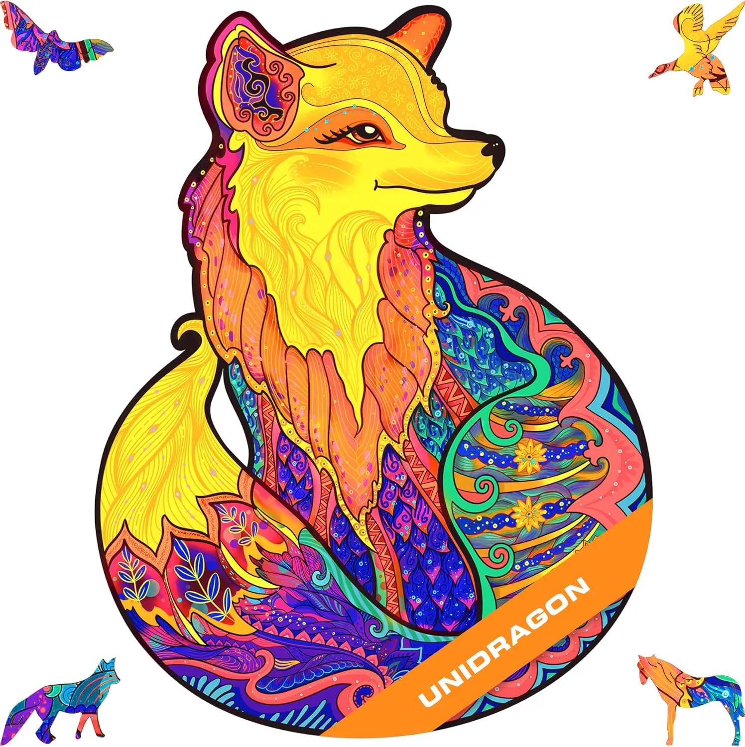 Wooden Puzzles for Adults Unique Jigsaw Puzzles - Medium Alluring Fox Small 9.8"x13" punch mason tributary cascade 195 PCS Deko with Cut 0.03 mm Wood Accuracy Animal UNIDRAGON 