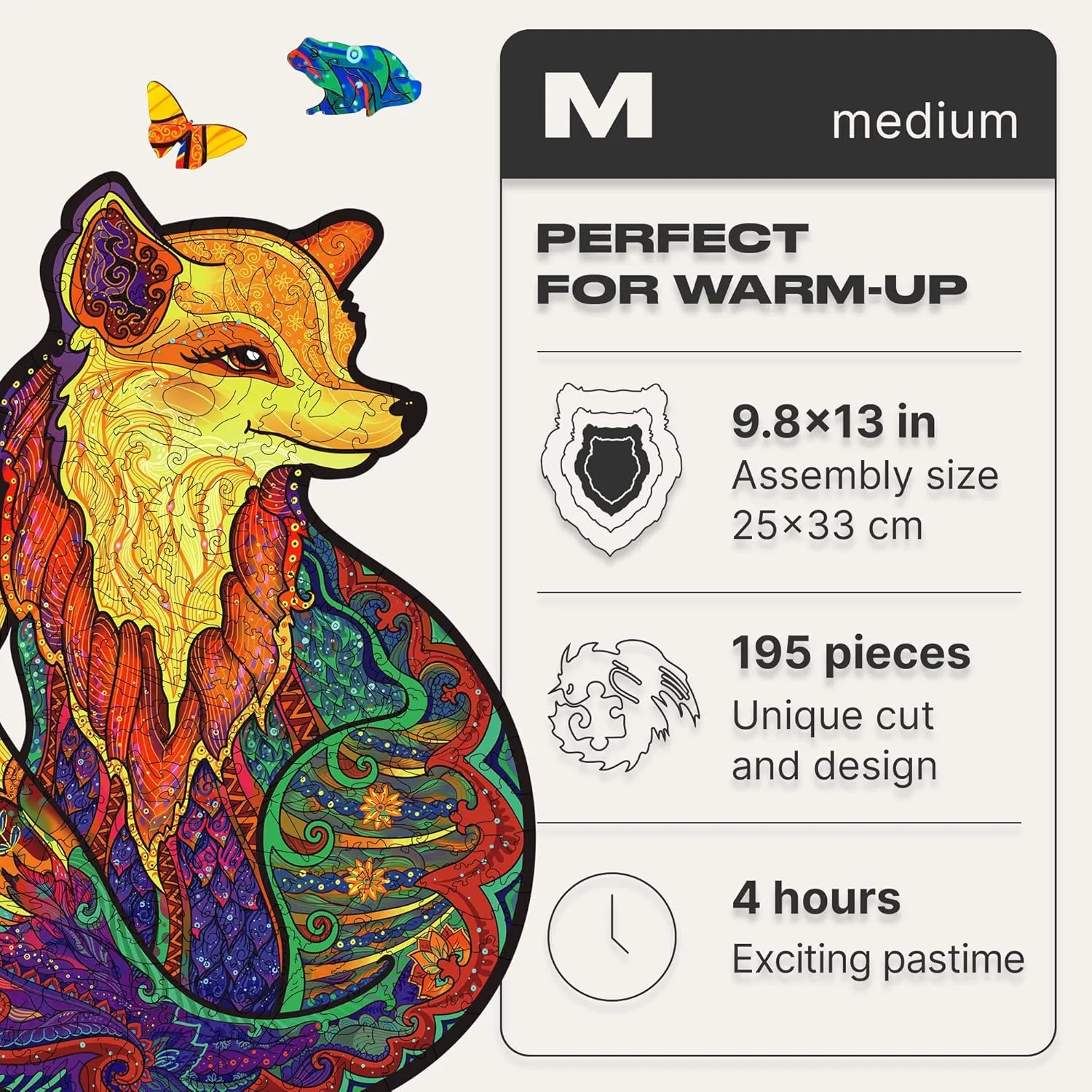 Wooden Puzzles for Adults Unique Jigsaw Puzzles - Medium Alluring Fox Small 9.8"x13" punch mason tributary cascade 195 PCS Deko with Cut 0.03 mm Wood Accuracy Animal UNIDRAGON 