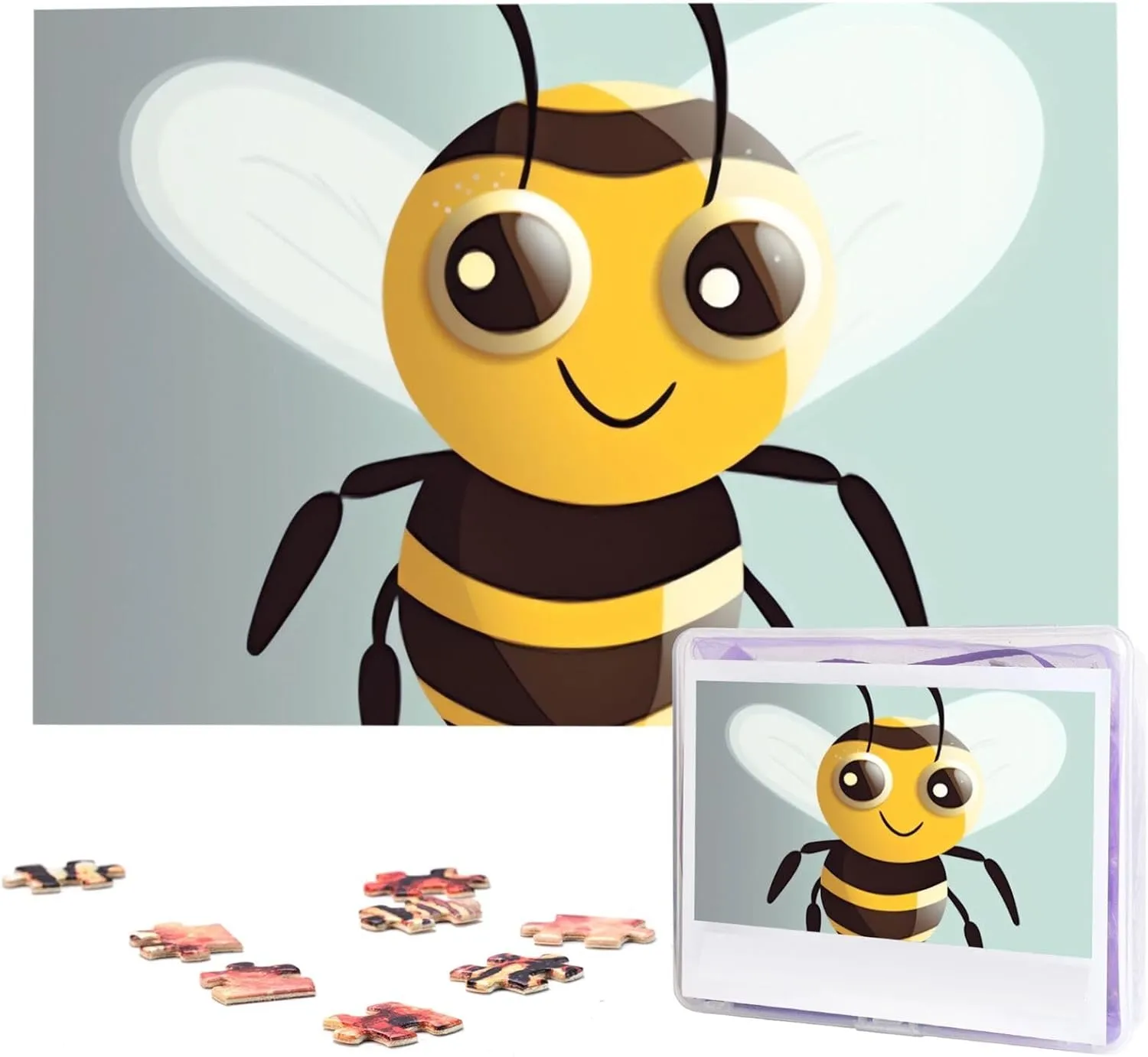 x 19.7 1000 Piece Jigsaw Puzzles for Adults - Cartoon Bee Puzzle - Challenging Puzzle Wooden Puzzle Unique lubricant Picture Puzzles for Birthday Party Gift 29.5" 
