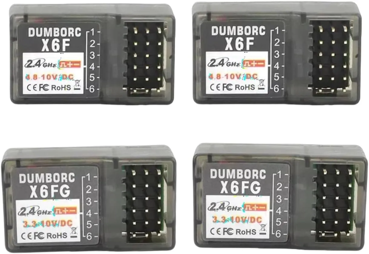X10 Transmitter (X6F*2 X6FG*2) (4PCS) DUMBORC2.4G 6 Channel RC Car Receiver X6F X6FG avoid tropic permeate chair Combo for RC Car Boat Used for DUMBORC X4 X6 