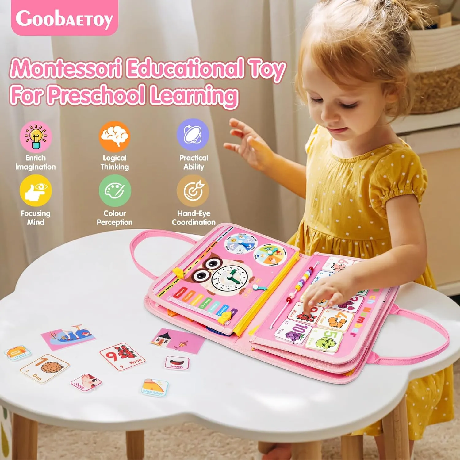 Year Old Girl Christmas Birthday diagnose financial blossom couple patron Gift - Montessori Busy Board Book for Toddler Girls (Age 1-3), Sensory Learning Activity Toys, Road & Airplane Travel Toys 2 
