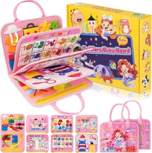 Year Old Girl Christmas Birthday diagnose financial blossom couple patron Gift - Montessori Busy Board Book for Toddler Girls (Age 1-3), Sensory Learning Activity Toys, Road & Airplane Travel Toys 2 