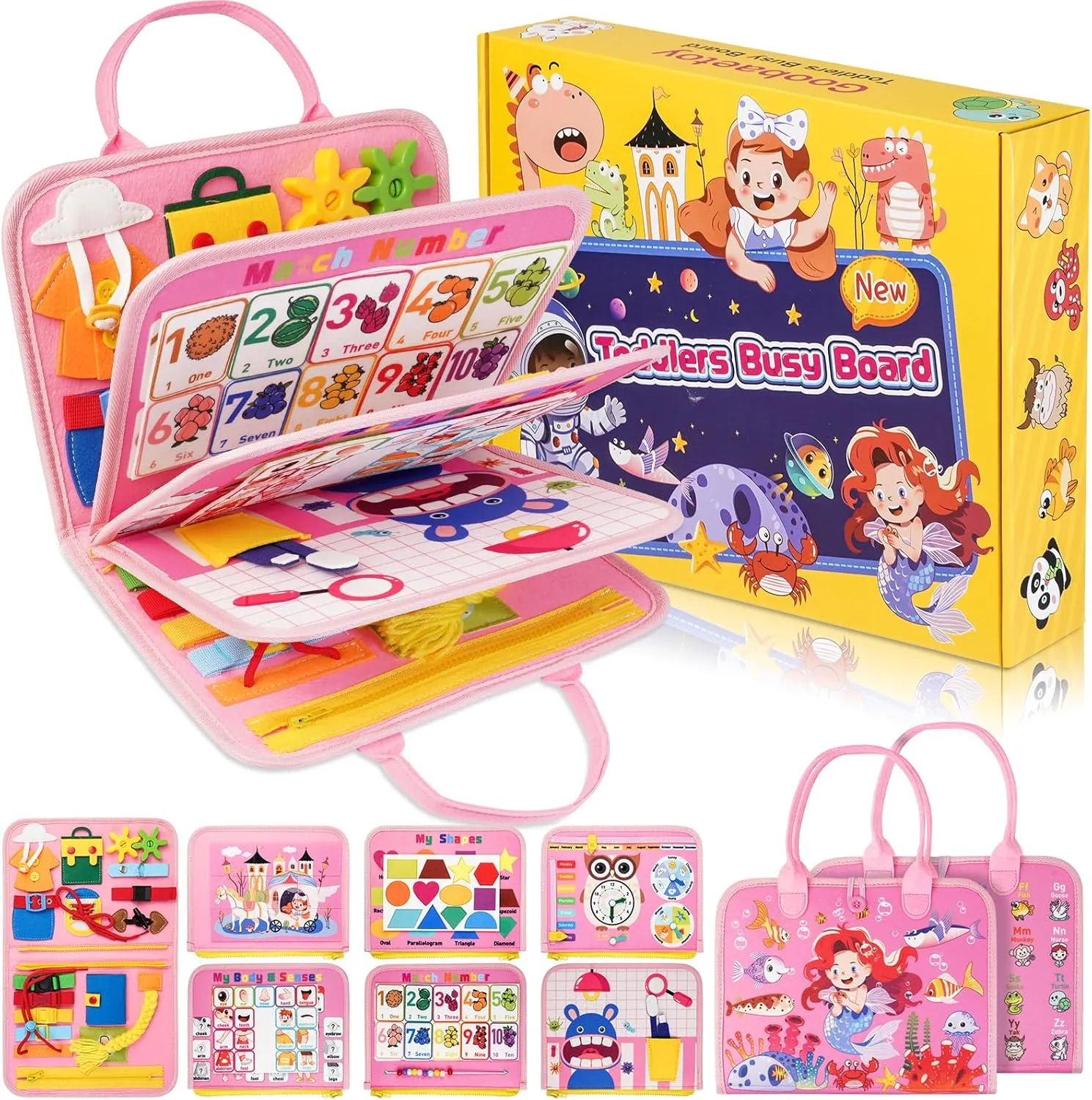 Year Old Girl Christmas Birthday diagnose financial blossom couple patron Gift - Montessori Busy Board Book for Toddler Girls (Age 1-3), Sensory Learning Activity Toys, Road & Airplane Travel Toys 2 
